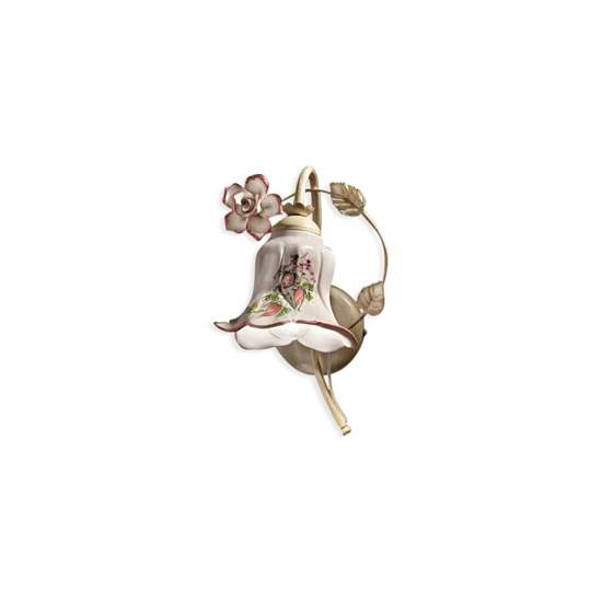 Applique Classica Pisa Metallo E Ceramica Bianco Sfumato Oro 1 Luce E14 C1201-BO-05-DEC-RRR