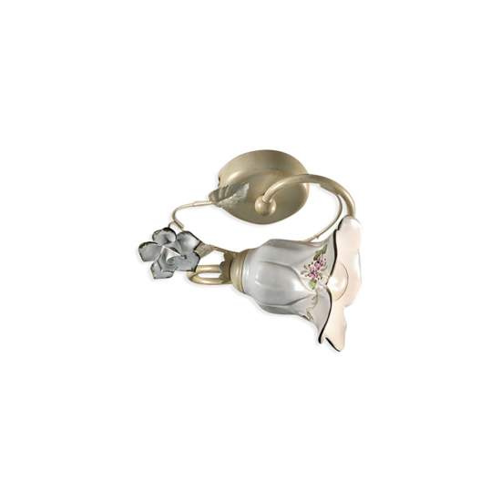 Plafoniera Classica Pisa Metallo E Ceramica Bianco Sfumato Oro 1 Luce E14 C1204-1-BO-13-DEC-COO