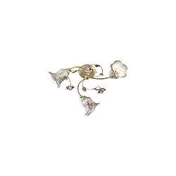 Plafoniera Classica Pisa Metallo E Ceramica Bianco Sfumato Oro 3 Luci E14