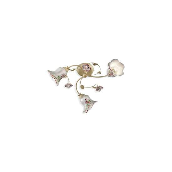 Plafoniera Classica Pisa Metallo E Ceramica Bianco Sfumato Oro 3 Luci E14 C1204-3-BO-05-DEC-RRR