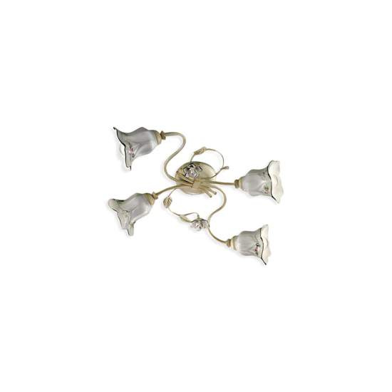 Plafoniera Classica Pisa Metallo E Ceramica Bianco Sfumato Oro 4 Luci E14 C1204-4-BO-13-DEC-COO