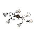 Plafoniera Classica Pisa Metallo E Ceramica Nero Sfumato Oro 6 Luci E14 C1204-6-NO-13-DEC-COO
