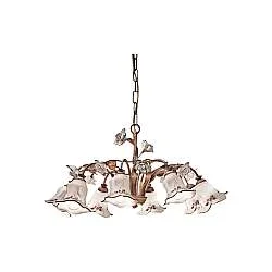 Lampadario Classico Pisa Metallo E Ceramica Ruggine Sfumato Oro 8 Luce E14