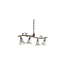 Lampadario Classico Pisa Metallo E Ceramica Ruggine Sfumato Oro 4 Luci E14