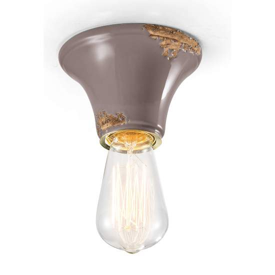 Plafoniera Vintage Tonda Piccola Ceramica Tortora 1 Luce E27 C132-VIT