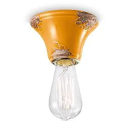 Plafoniera Vintage Tonda Media Ceramica Gialla 1 Luce E14