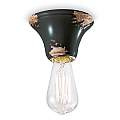Plafoniera Vintage Tonda Media Ceramica Nera 1 Luce E14 C133-VIN