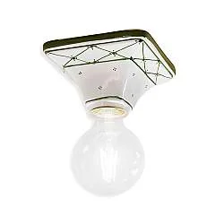 Plafoniera Classica Trieste Bianco Decorato Filo Verde Prato 1 Luce E27