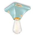 Plafoniera Vintage Quadrata Piccola Ceramica Azzurra 1 Luce E27 C135-VIA