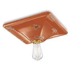 Plafoniera Vintage Quadrata Grande Ceramica Arancio 1 Luce E27