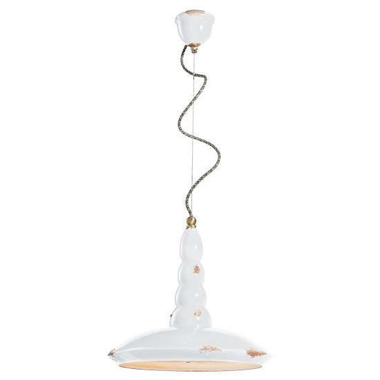Lampadario Vintage Vague Vintage Ferro E Ceramica Bianco 1 Luce E27 40Cm C1410-VIB