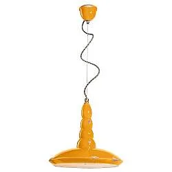 Lampadario Vintage Vague Vintage Ferro E Ceramica Giallo 1 Luce E27 40Cm