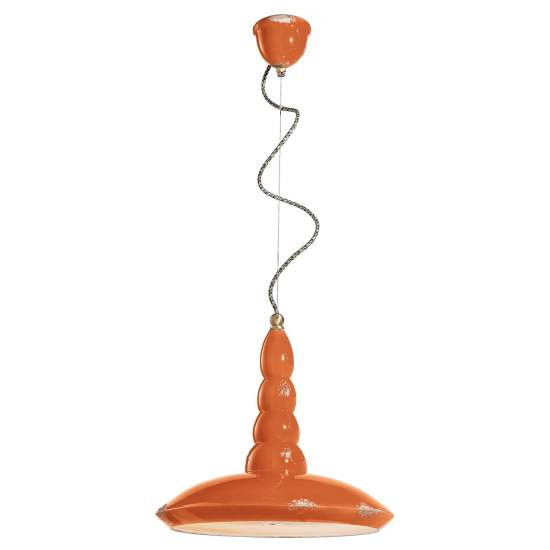 Lampadario Vintage Vague Vintage Ferro E Ceramica Arancio 1 Luce E27 40Cm C1410-VIO