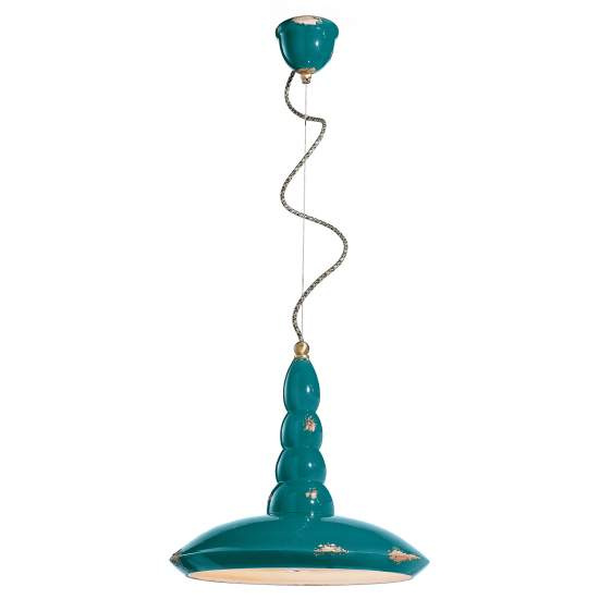 Lampadario Vintage Vague Vintage Ferro E Ceramica Verde 1 Luce E27 40Cm C1410-VIV