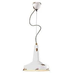 Sospensione Vintage Vague Vintage Ferro E Ceramica Bianco 1 Luce E27 35Cm