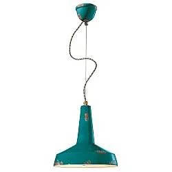 Lampadario Vintage Vague Vintage Ferro E Ceramica Verde 1 Luce E27 35Cm