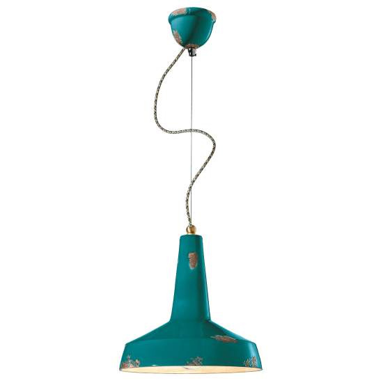 Lampadario Vintage Vague Vintage Ferro E Ceramica Verde 1 Luce E27 35Cm C1417-VIV