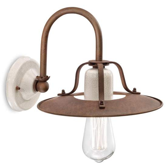 Applique Vintage Grunge Ferro E Ceramica Craquele' 1 Luce E27 C1430-18
