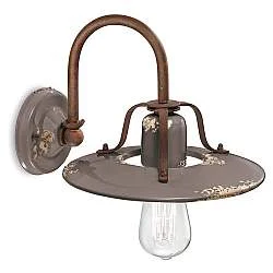 Applique Vintage Country Ferro E Ceramica Tortora 1 Luce E27 25Cm