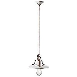 Lampadario Vintage Country Ferro E Ceramica Bianco 1 Luce E27 25Cm