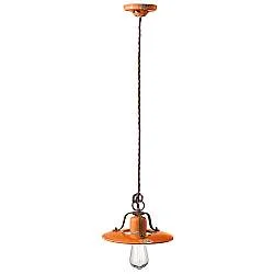Lampadario Vintage Country Ferro E Ceramica Arancio 1 Luce E27 25Cm