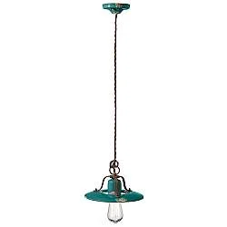 Lampadario Vintage Country Ferro E Ceramica Verde 1 Luce E27 25Cm