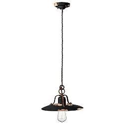 Lampadario Vintage Country Ferro E Ceramica Nero 1 Luce E27 30Cm