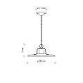 Lampadario Vintage Country Ferro E Ceramica Nero 1 Luce E27 30Cm C1442-VIN