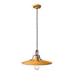 Lampadario Vintage Country Ferro E Ceramica Giallo 1 Luce E27