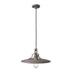 Lampadario Vintage Country Ferro E Ceramica Tortora 1 Luce E27