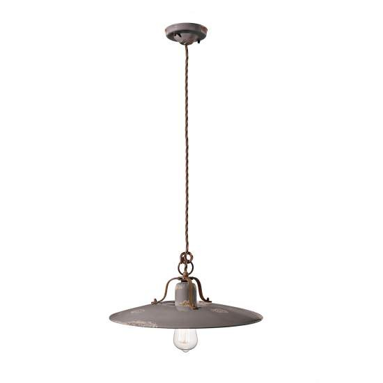 Lampadario Vintage Country Ferro E Ceramica Tortora 1 Luce E27 C1443-VIT