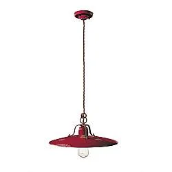Lampadario Vintage Country Ferro E Ceramica Bordeaux 1 Luce E27