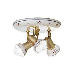 Plafoniera Orientabile Classica Savona Ceramica E Ottone Satinato 3 Luci E14