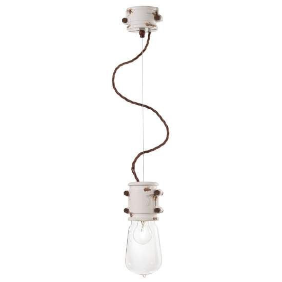 Lampadario Vintage Urban Ferro E Ceramica Bianco 1 Luce E27 12Cm C1520-VIB