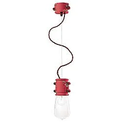 Lampadario Vintage Urban Ferro E Ceramica Rosso 1 Luce E27 12Cm