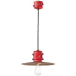 Lampadario Vintage Urban Ferro E Ceramica Rosso 1 Luce E27 40Cm