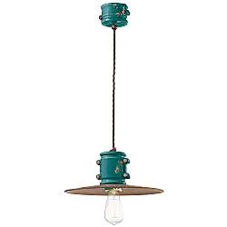 Lampadario Vintage Urban Ferro E Ceramica Verde 1 Luce E27 40Cm