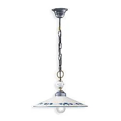 Lampadario Classico Asti Metallo E Ceramica Nero Sfumato Argento 1 Luce E27