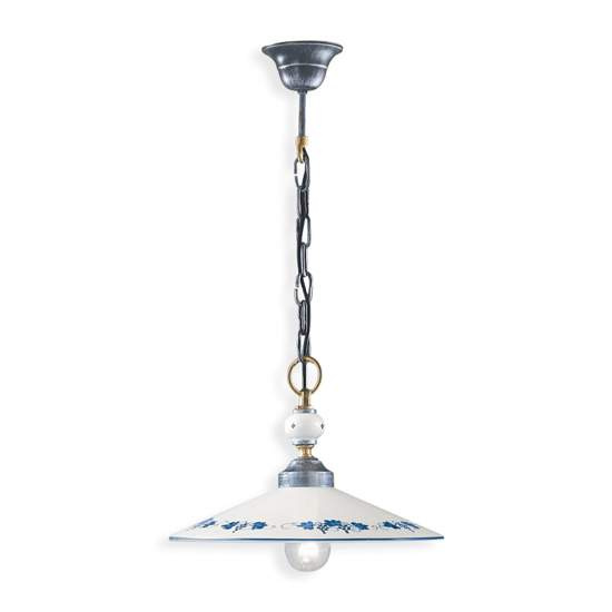 Lampadario Classico Asti Metallo E Ceramica Nero Sfumato Argento 1 Luce E27 C161-NA-08-DEC-LOB