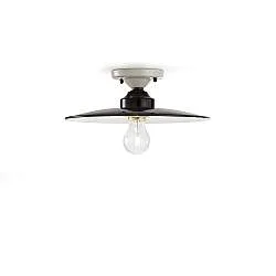 Plafoniera Vintage B&W Metallo Smaltato Nero E Bianco 1 Luce E27 30Cm