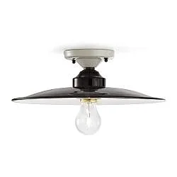 Plafoniera Vintage B&W Metallo Smaltato Nero E Bianco 1 Luce E27 35Cm