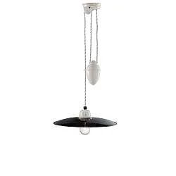 Lampadario Vintage Saliscendi B&W Metallo Smaltato Nero E Bianco 1 Luce E27 35Cm