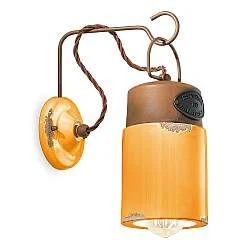 Applique Vintage Industrial Ferro E Ceramica Giallo 1 Luce E27