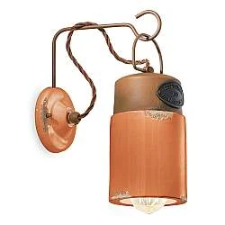 Applique Vintage Industrial Ferro E Ceramica Arancio 1 Luce E27