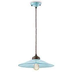 Lampadario Vintage Colors Ferro E Ceramica Azzurro 1 Luce E27 35Cm