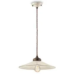 Lampadario Vintage Colors Ferro E Ceramica Crema 1 Luce E27 35Cm