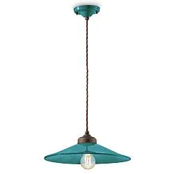 Lampadario Vintage Colors Ferro E Ceramica Verde Petrolio 1 Luce E27 35Cm
