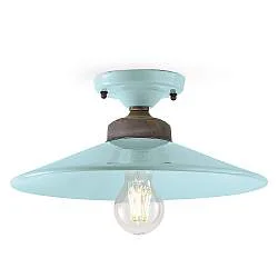 Plafoniera Vintage Colors Ferro E Ceramica Azzurro 1 Luce E27