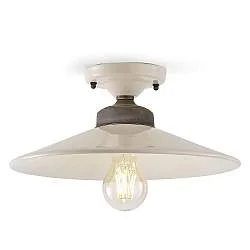 Plafoniera Vintage Colors Ferro E Ceramica Crema 1 Luce E27
