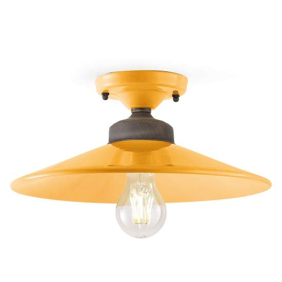 Plafoniera Vintage Colors Ferro E Ceramica Giallo 1 Luce E27 C1633-GIA